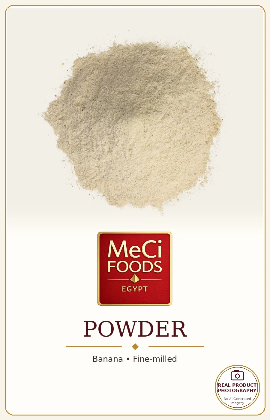 Banana powder in a wooden bowl