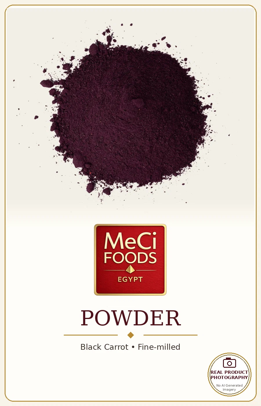 Black carrot powder in a wooden bowl
