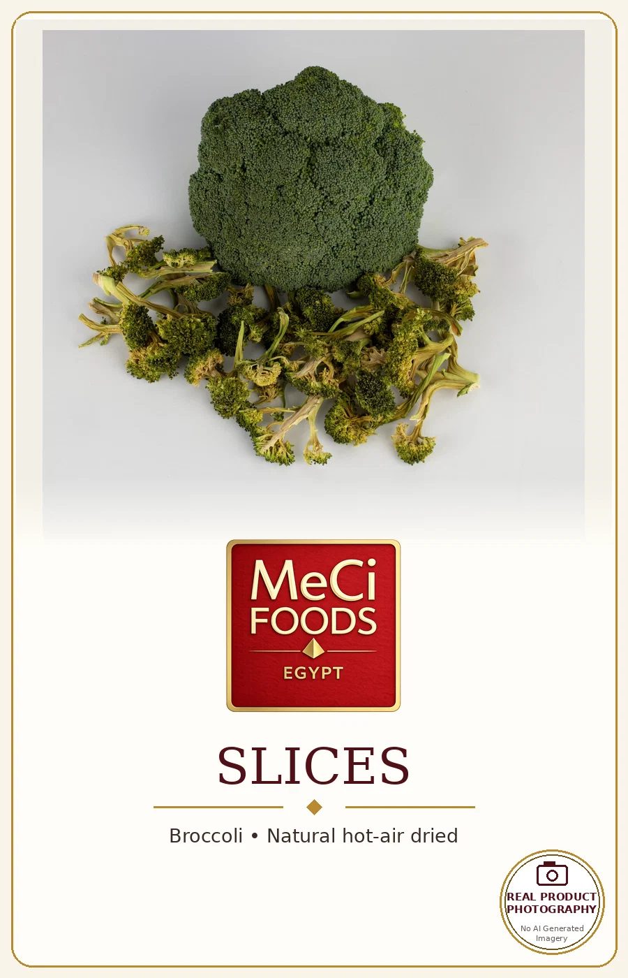 Fresh and dried broccoli, studio black background
