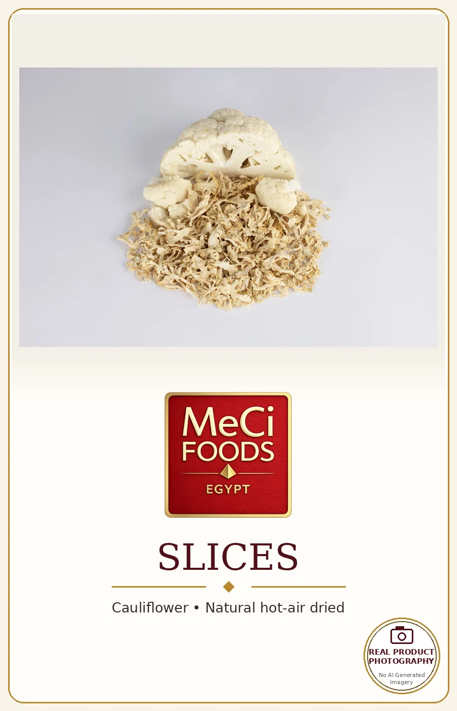 Fresh and dried cauliflower, studio black background