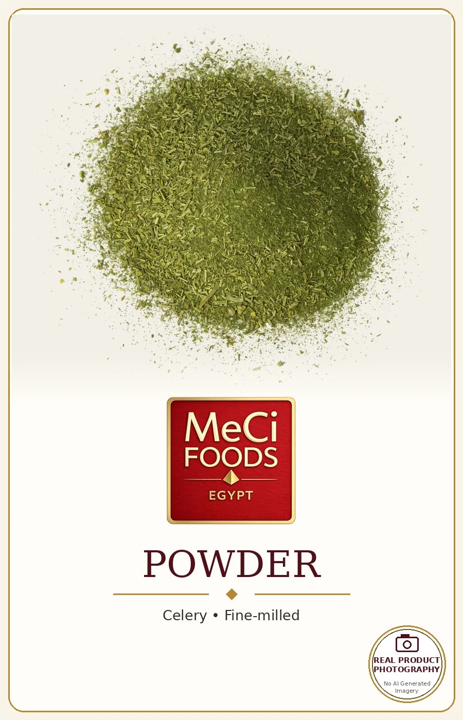 Celery powder in a wooden bowl