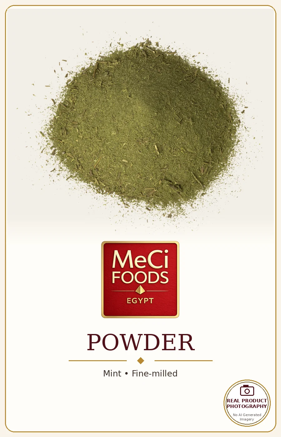 Mint powder in a wooden bowl