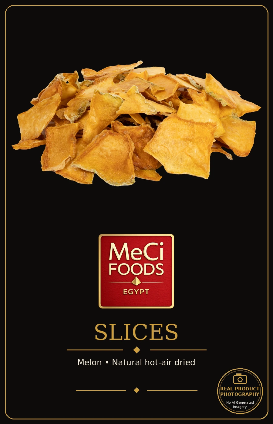 Dried melon chips on velvet background