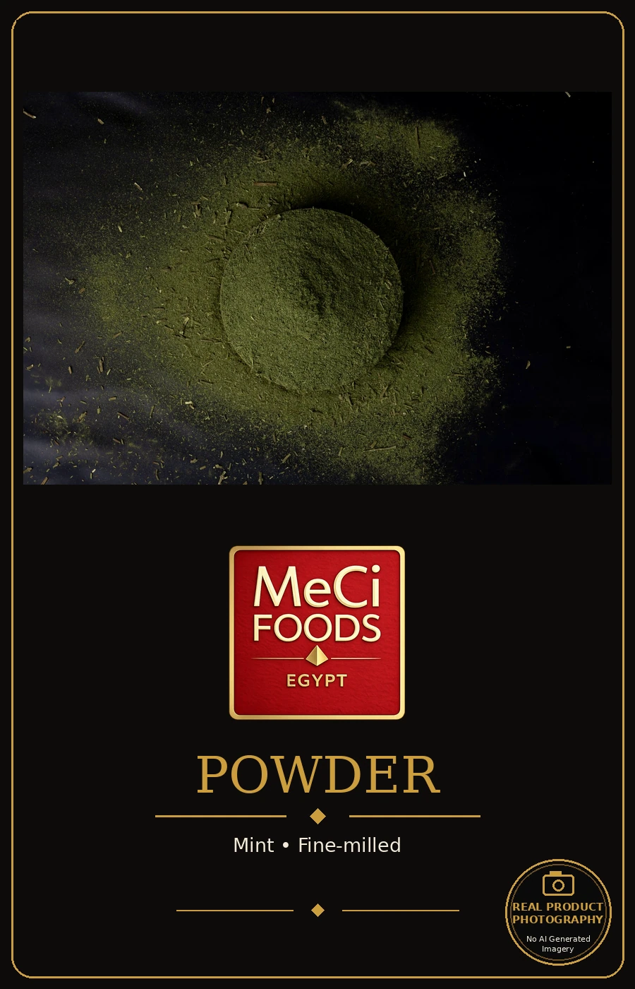 Mint powder in a wooden bowl