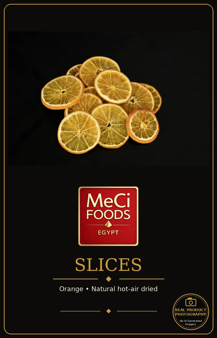 Fresh orange and dried slices, studio black background